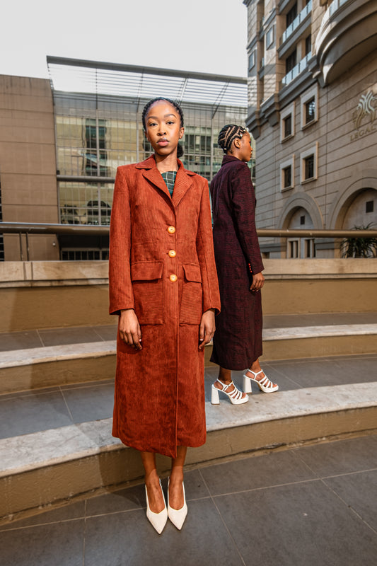 Burnt Orange Corduroy Trench