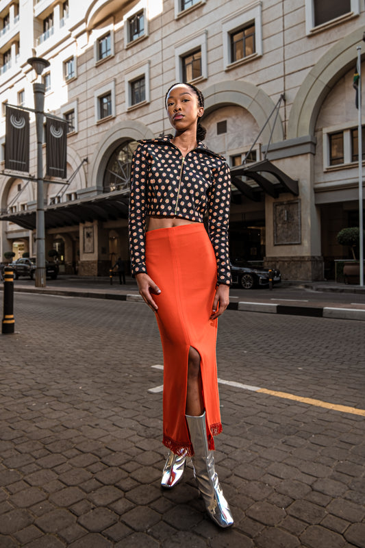 Orange Sunset Fringe Skirt